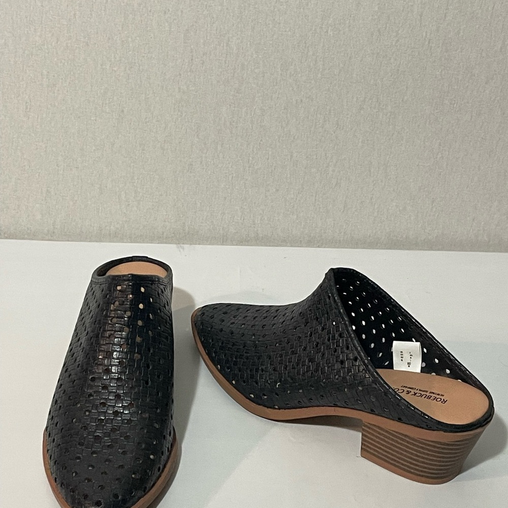 Black Perforated Leather Mule Clogs - Roberto C. Style